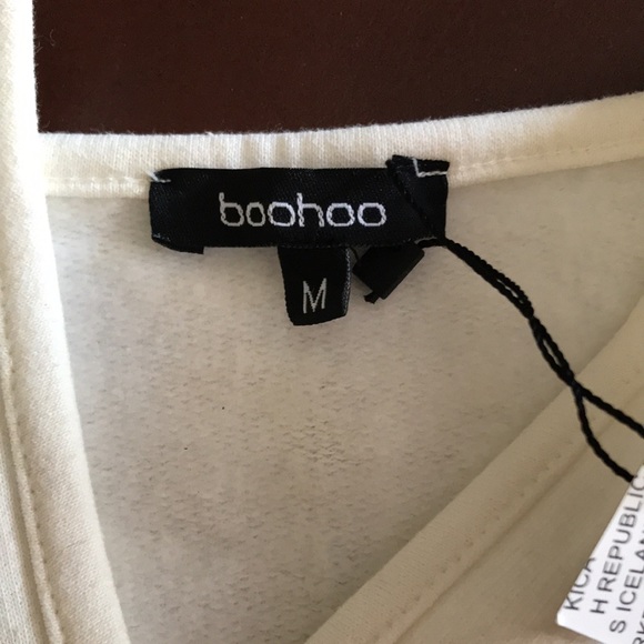 Boohoo Basic V Neck Plunge Crop Sweatshirt Small - Picture 7 of 8